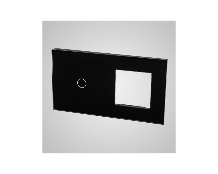 Duży panel (86x158) szklany, 1 x łącznik pojedynczy, 1 x ramka, czarny TM701728B