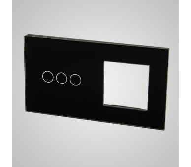 Duży panel (86x158) szklany, 1 x łącznik potrójny, 1 x ramka, czarny TM703728B