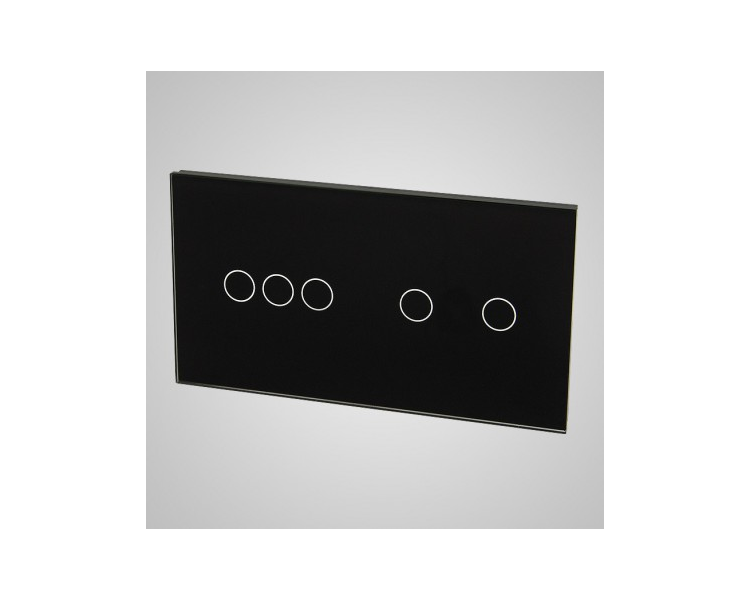 Duży panel (86x158) szklany, 1 x łącznik potrójny, 1 x łącznik podwójny, czarny TM703702B