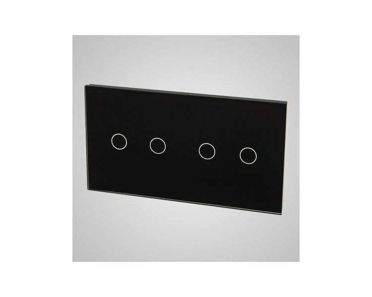 Duży panel (86x158) szklany, 2 x łącznik podwójny, czarny TM702702B