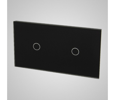 Duży panel (86x158) szklany, 2 x łącznik pojedynczy, czarny TM701701B
