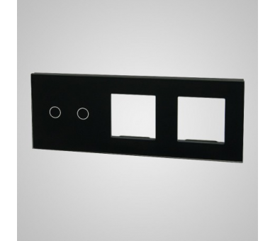 Duży panel (86x228) szklany, 1 x łącznik podwójny, 2 x ramka, czarny TM702728728B