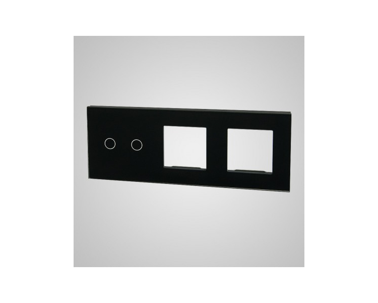 Duży panel (86x228) szklany, 1 x łącznik podwójny, 2 x ramka, czarny TM702728728B