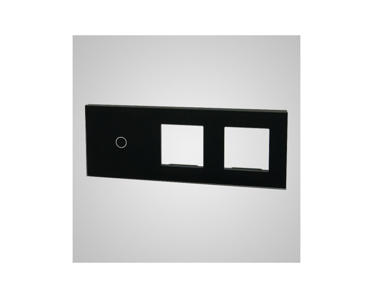 Duży panel (86x228) szklany, 1 x łącznik pojedynczy, 2 x ramka, czarny TM701728728B