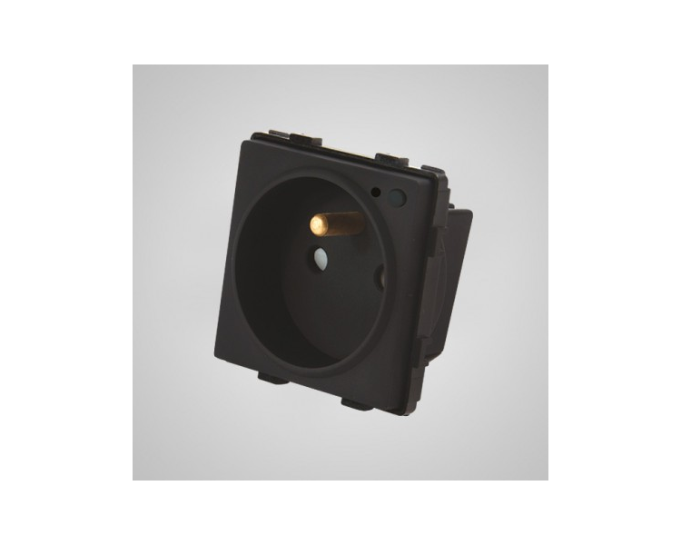 Gniazdo z bolcem ze wskaźnikiem LED, z przyciskiem ON/OFF, modułowe, czarne TM637B Gniazdo z bolcem ze wskaźnikiem LED, z przyciskiem ON/OFF, modułowe, czarne TM637B