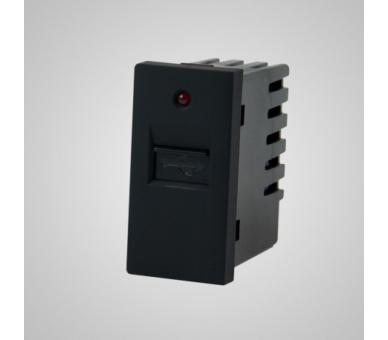 Moduł 1/2, gniazdo USB, przesłona, lampka sygnalizacyjna, czarne TM901b