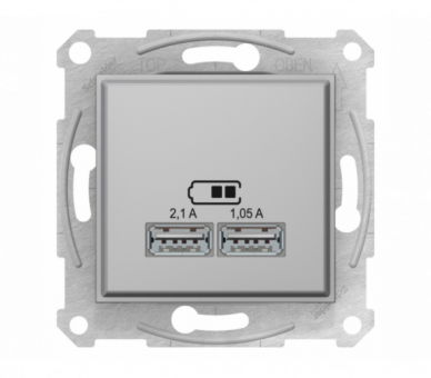 Gniazdo ładowarki USB 2.1A aluminium SDN2710260