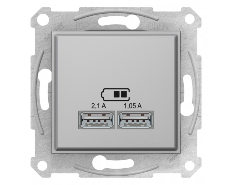 Gniazdo ładowarki USB 2.1A aluminium SDN2710260