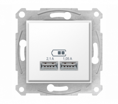 Gniazdo ładowarki USB 2.1A biały SDN2710221