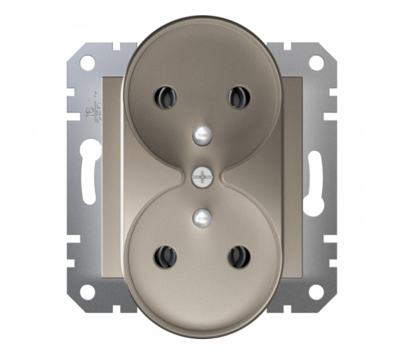 Gniazdo podwójne 2x2P+PE do systemu ramkowego, brąz EPH9810269