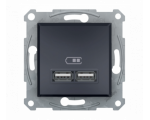 Gniazdo ładowarki USB 2.1A bez ramki, antracyt EPH2700271