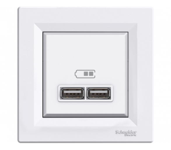 Gniazdo ładowarki USB 2.1A z ramką, biały EPH2700221