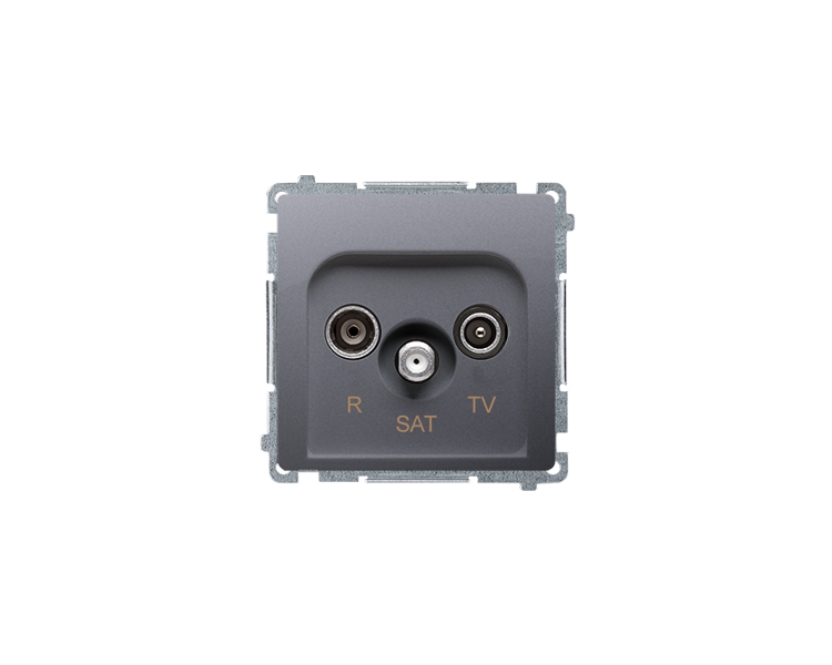 Gniazdo antenowe R-TV-SAT przelotowe tłum.:10dB inox, metalizowany BMZAR-SAT10/P.01/21
