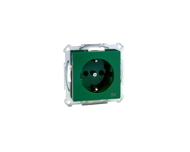 Gniazdo schuko z przesłonami, System M, zielone MTN2300-0304