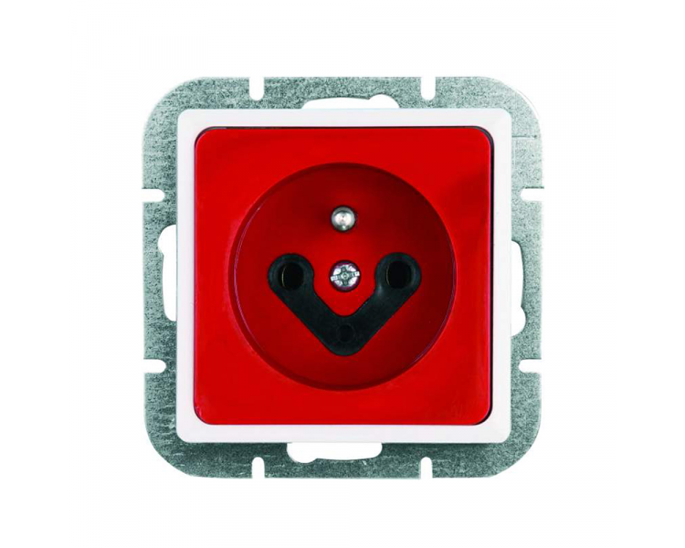 Gniazdo wtyczkowe pojedyncze p/t, 2p+Z, 16A, 250V kodowane z kluczem adaptacyjnym PT-16K DATA czerwone