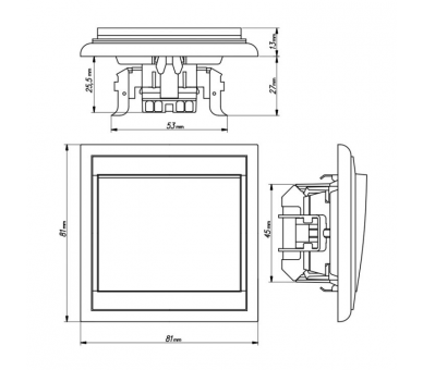 Wyłącznik klawiszowy instalacyjny p/t 10A, 250V, 1-biegunowy WP-1L srebrny