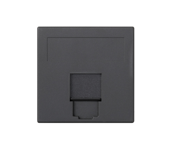Plakietka teleinformatyczna SIMON 500 keystone pojedyncza płaska uniwersalna z osłoną 50×50mm szary grafit 50000085-038