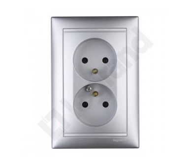 Gniazdo podwójne 2x2P+Z z przesłonami 16A-250V~ ALUMINIUM VALENA 770277