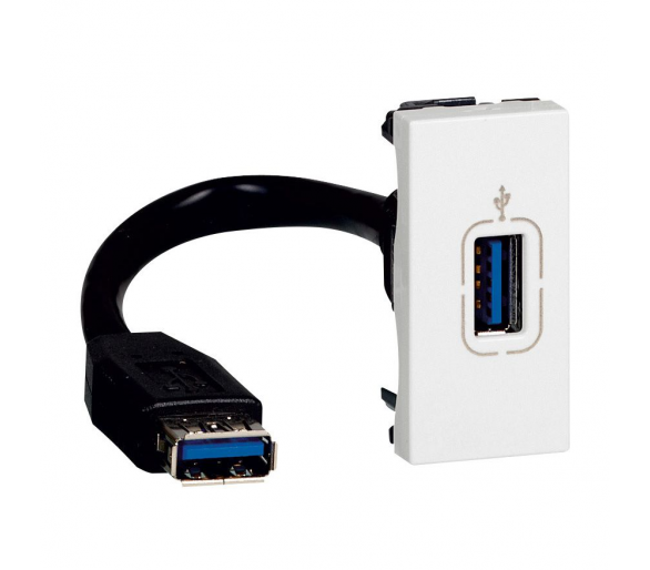 Gniazdo USB 3.0 z przewodem - 1 modułowe - Biały MOSAIC 078746