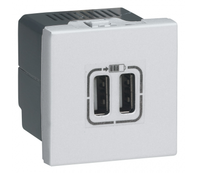 Ładowarka 2 x USB 2400 mA Typ-A + Typ-A aluminium MOSAIC 079394