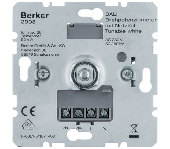 one.platform Potencjometr obrotowy DALI z wbudowanym zasilaniem, Tunable White Berker 2998