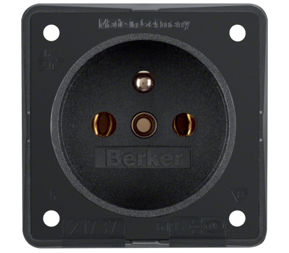 Integro Flow Gniazdo z uziemieniem z podwyższona ochroną styków, czarny, mat Berker 9619505