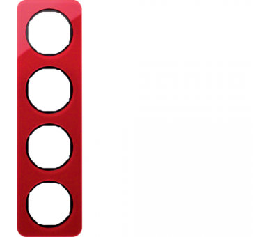 R.1 Ramka 4-krotna, akryl czerwony przezroczysty/czarny Berker 10142344