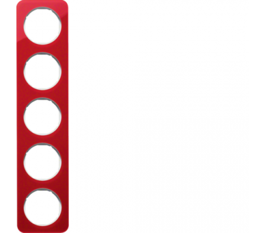 R.1 Ramka 5-krotna, akryl czerwony przezroczysty/biały Berker 10152349