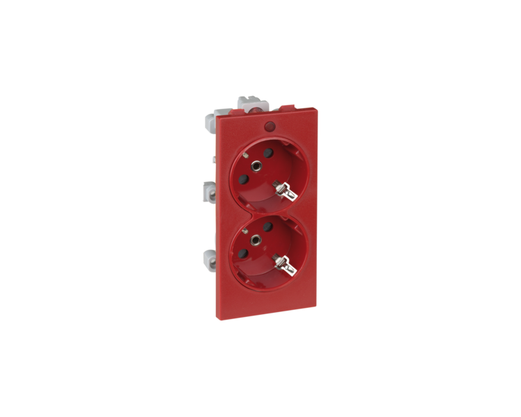 Gniazdo podwójne CIMA SCHUKO z sygnalizacją napięcia 16A 250V zaciski śrubowe 108×52mm czerwony S1/6