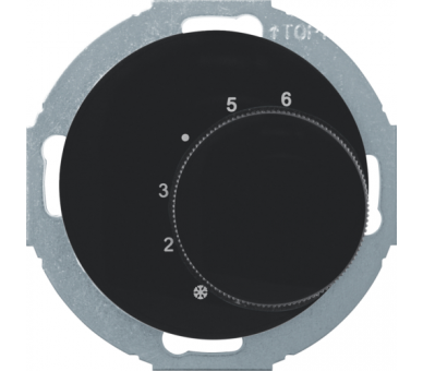 R.classic/1930/Glas Reg. temp. pom. ze stykiem zmiennym i el. centr., czarny Berker 20262035