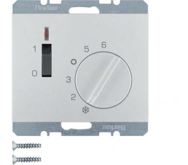 K.5 Reg. temp. pom. st. zw., el. centr., łącznikiem i diodą alu Berker 20307103
