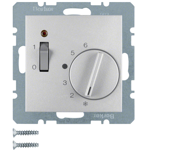 Regulator temperatury 24V z włącznikiem i diodą kontrolną aluminium mat Berker B.Kwadrat/B.3/B.7 20311404