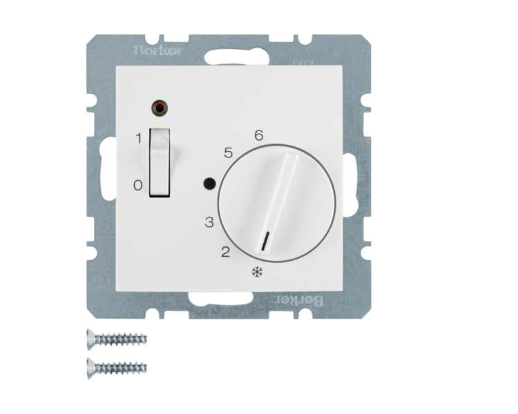 Regulator temperatury 24V z włącznikiem i diodą kontrolną biały mat Berker B.Kwadrat/B.3/B.7 20311909