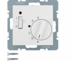 Regulator temperatury 24V z włącznikiem i diodą kontrolną biały połysk Berker B.Kwadrat/B.3/B.7 20318989