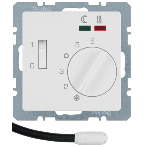 Q.x Reg. temp. podł. st. zw., el. centr., LED, biały, aks Berker 20346089