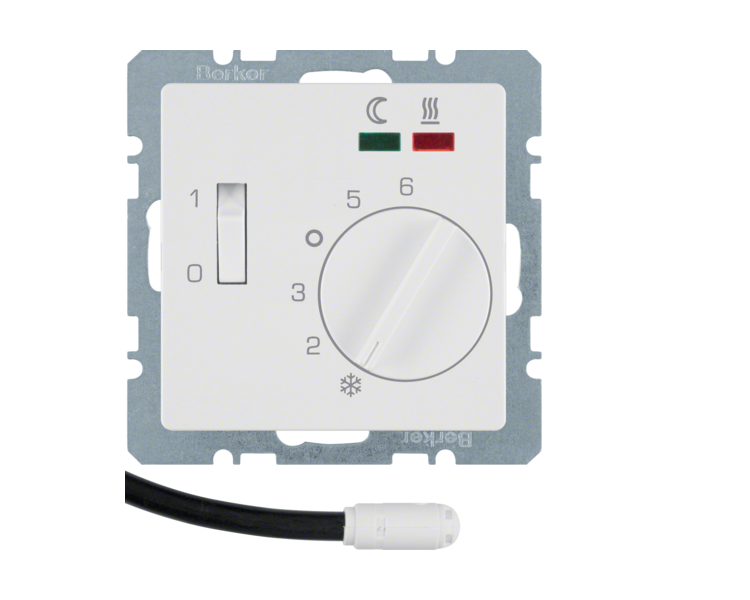 Q.x Reg. temp. podł. st. zw., el. centr., LED, biały, aks Berker 20346089
