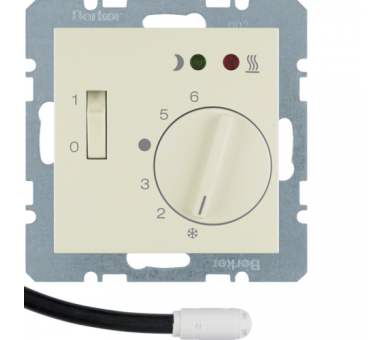 Regulator temperatury do ogrzewania podłogowego z czujnikiem kremowy połysk Berker B.Kwadrat/B.3/B.7 20348982