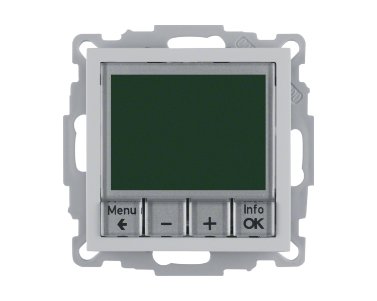 Cyfrowy regulator temperatury z wbudowanym czujnikiem aluminium mat Berker B.Kwadrat/B.3/B.7 20441404