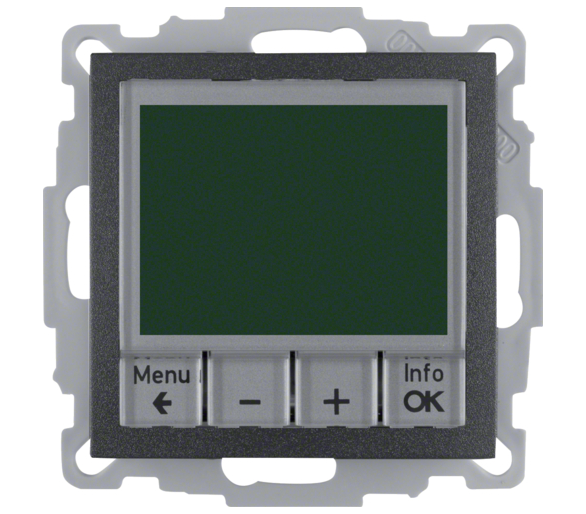 Cyfrowy regulator temperatury z wbudowanym czujnikiem antracyt mat Berker B.Kwadrat/B.3/B.7 20441606