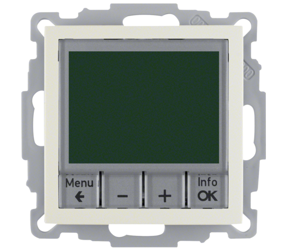 Cyfrowy regulator temperatury z wbudowanym czujnikiem kremowy połysk Berker B.Kwadrat/B.3/B.7 20448982