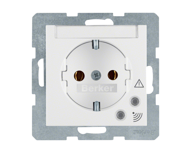 S.1/B.3/B.7 Gniazdo SCHUKO z ochroną przepięciową i p.opis. biały Berker 41081909