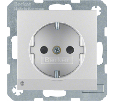 Gniazdo z uziemieniem Schuko i podświetleniem orientacyjnym LED aluminium mat Berker B.Kwadrat/B.3/B.7 41091404