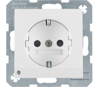 Gniazdo z uziemieniem Schuko i podświetleniem orientacyjnym LED biały połysk Berker B.Kwadrat/B.3/B.7 41098989
