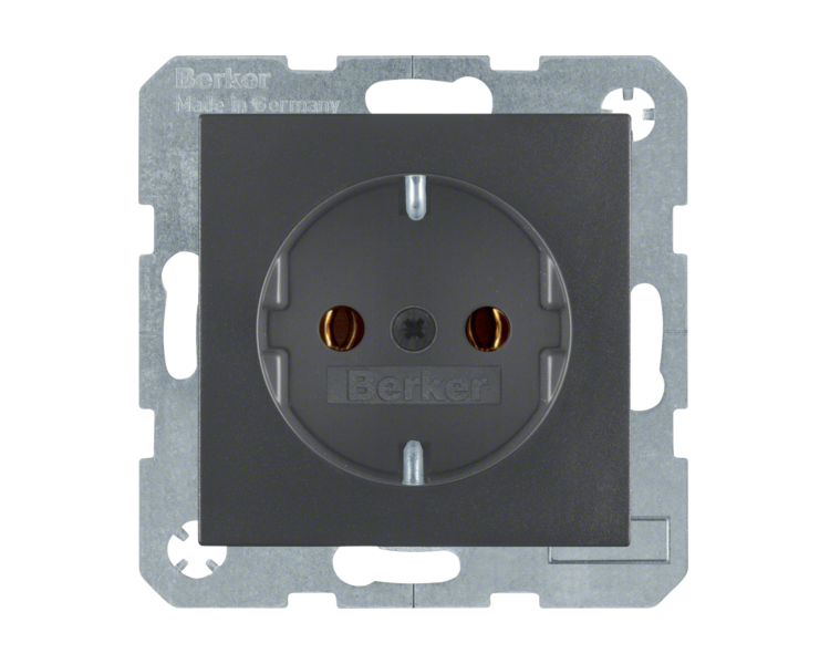 Gniazdo z uziemieniem Schuko zaciski śrubowe antracyt mat Berker B.Kwadrat