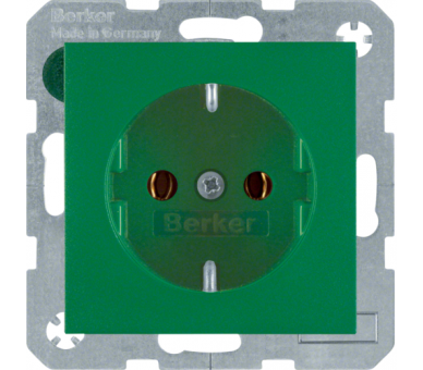 Gniazdo z uziemieniem Schuko (samozaciski) zielony mat Berker B.3/B.7
