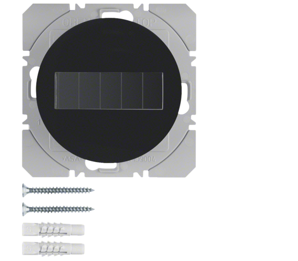 R.1/R.3 KNX RF przycisk radiowy 1-kr płaski z baterią słoneczną, czarny Berker 85655131