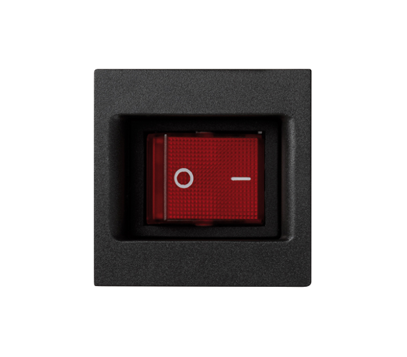 Łącznik dwubiegunowy K45 z sygnalizacja załączenia kolor: czerwony 16AX 250V 45×45mm szary grafit KL04/14