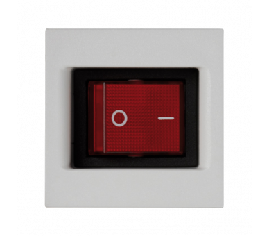 Łącznik dwubiegunowy K45 z sygnalizacja załączenia kolor: czerwony 16AX 250V 45×45mm czysta biel KL04/9