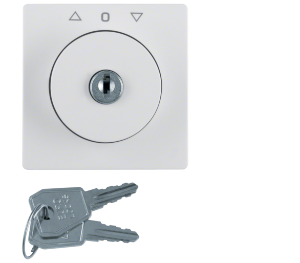 Q.x Płytka czołowa z zamkiem do łącznika żaluzjowego na klucz, biały, aksamit Berker 1083608900