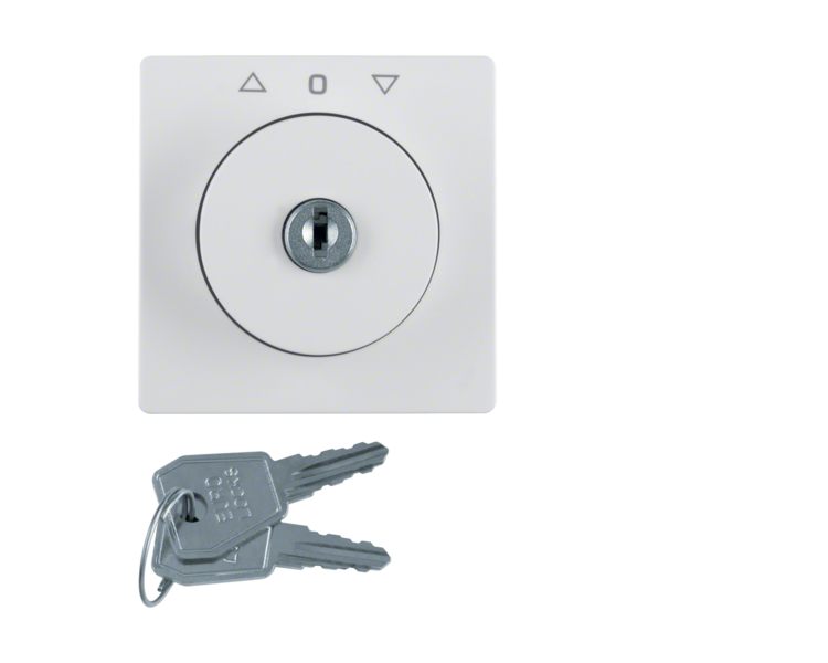 Q.x Płytka czołowa z zamkiem do łącznika żaluzjowego na klucz, biały, aksamit Berker 1083608900